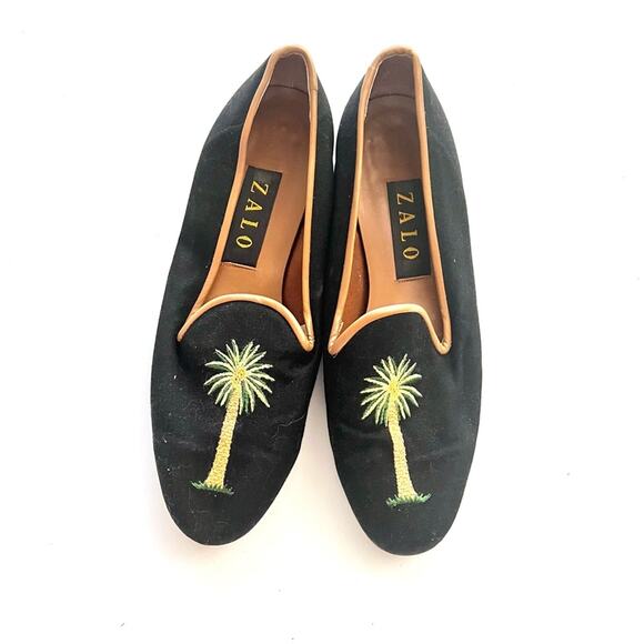 House of Zalo Embroidered Palm Tree Smoking Flats slippers Loafers size 7.5 - Picture 1 of 8
